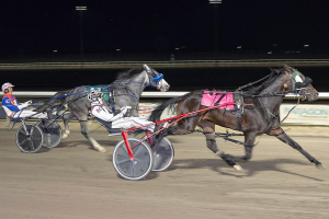 Come On Santana and Doug McNair winning the Two-Year-Old Colts Alberta-breds Super Finals at Century Mile