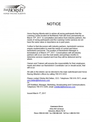 Notice - Learning Centre Closure (update)