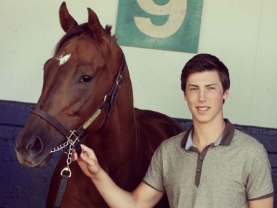 Ryan Nugent-Hopkins with his race horse Zenya in July 2013