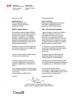 Industry Notice: Capsaicin Advisory